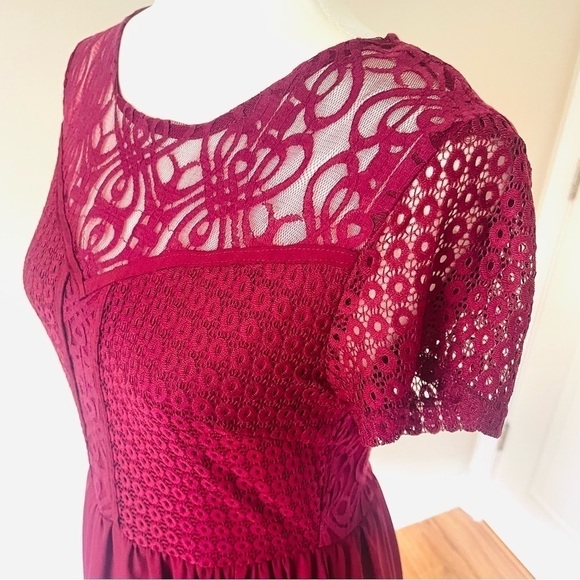 Alya by Francesca's Collection Burgundy Lace Top Mini Dress - Picture 5 of 14